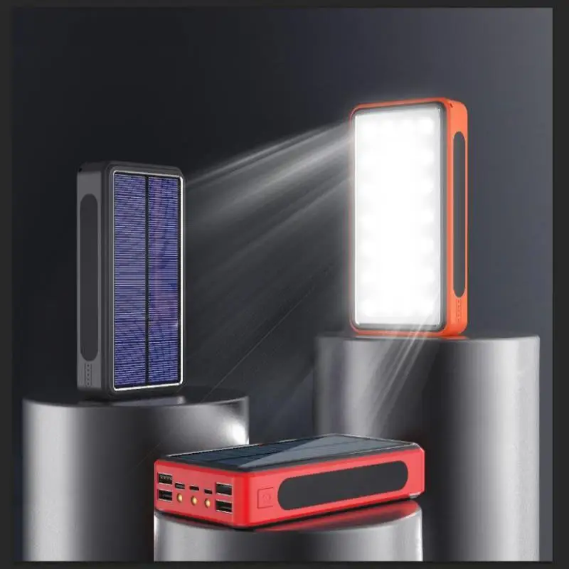 80000mAh Wireless Solar Power Bank Fast Charging Mobile Phone 4USB Charging Large Capacity External Battery for Xiaomi Huawei 5