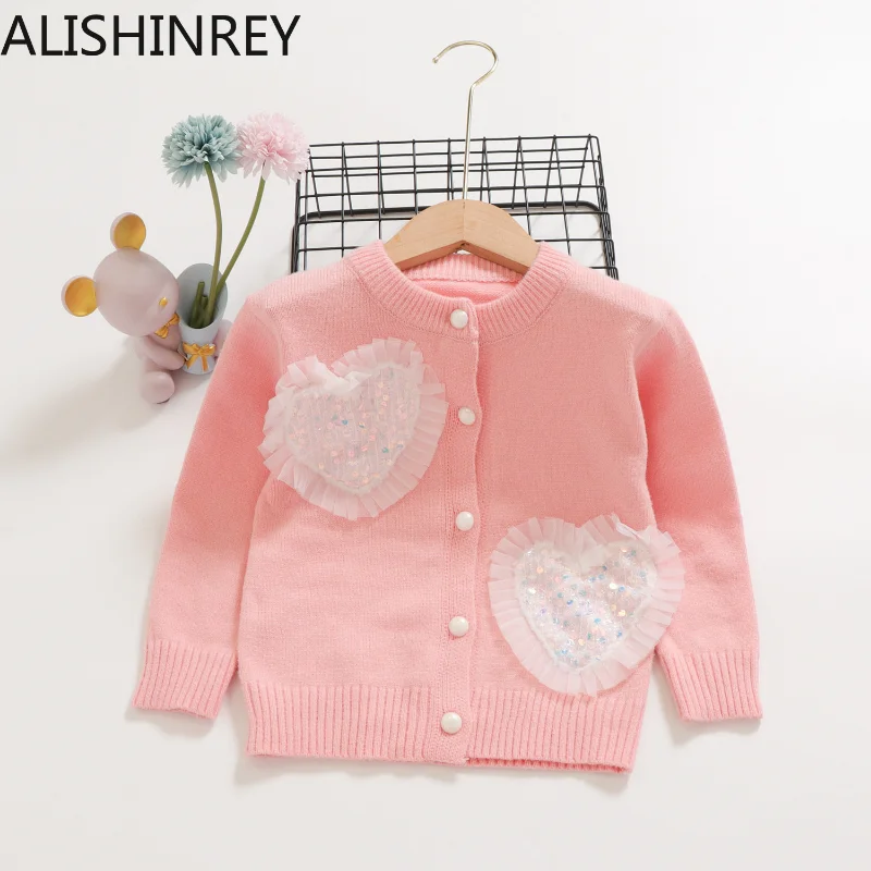

Girls Cardigan Sweaters 2023 Autumn Cotton Sweater Girls Knitted Cardigan Sweater Kid Sweet Outwear Children Clothing 2--7y