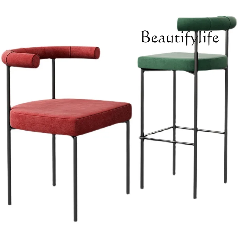 Nordic fabric soft bag back chair hotel wrought iron simple leisure chair