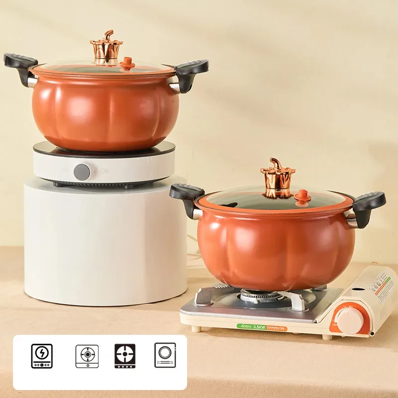 Micro Pressure Pot 8L High-Capacity Micro Pressure Pot New Home Type Orange Pumpkin Pot Multifunctional Non Stick Gas Stove Universal Soup