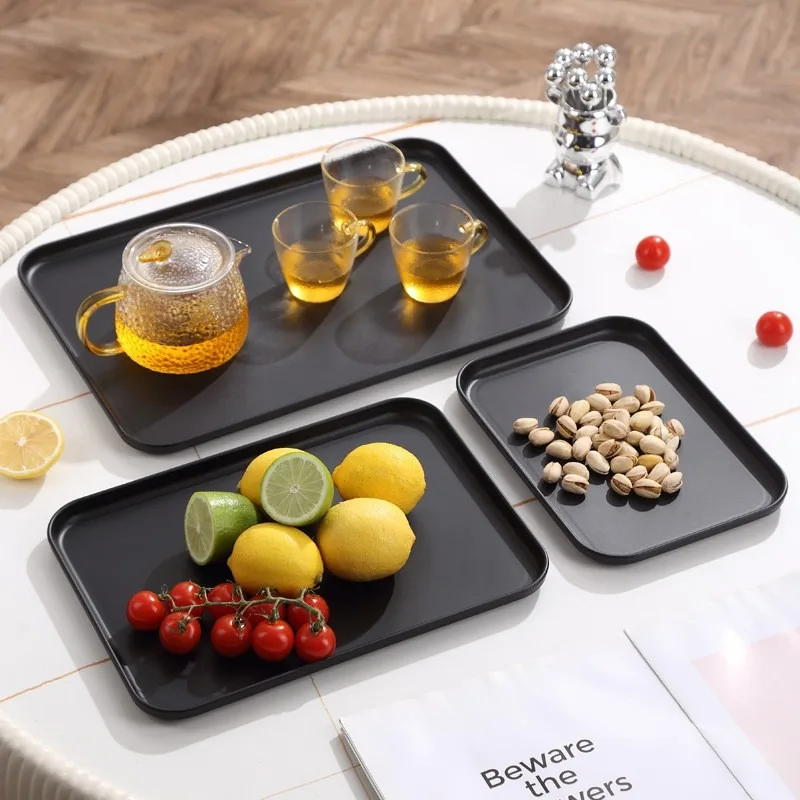 Heavy-Duty Black Rectangular Serving Tray - Non-Slip Surface, Commercial Grade for Restaurants, Hotels, Cafes & Fast Food 2