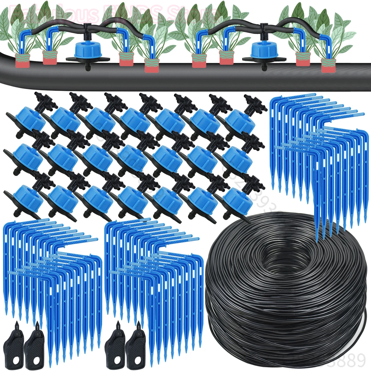 Tropfbewässerungsset 10-100M 4-Wege 2-Wege 8L Tropfpfeil 3/5mm Schlauch Bewässerungssystem Tropfer Sprinkler für Topfpflanzen Gewächshaus