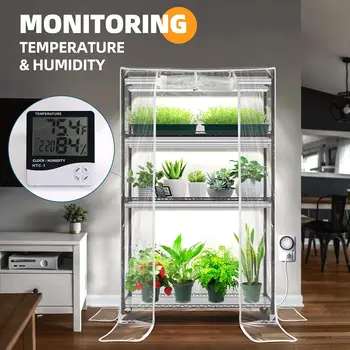4-Tier Mini Greenhouse with LED Grow Light 1