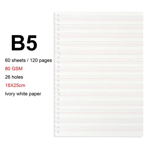 A4/B5/A5 Loose Leaf Refill Binder Notebook Blank/Line/Grid/Cornell Replacable Metal Ring Office&School Supplies Stationery - Image 14