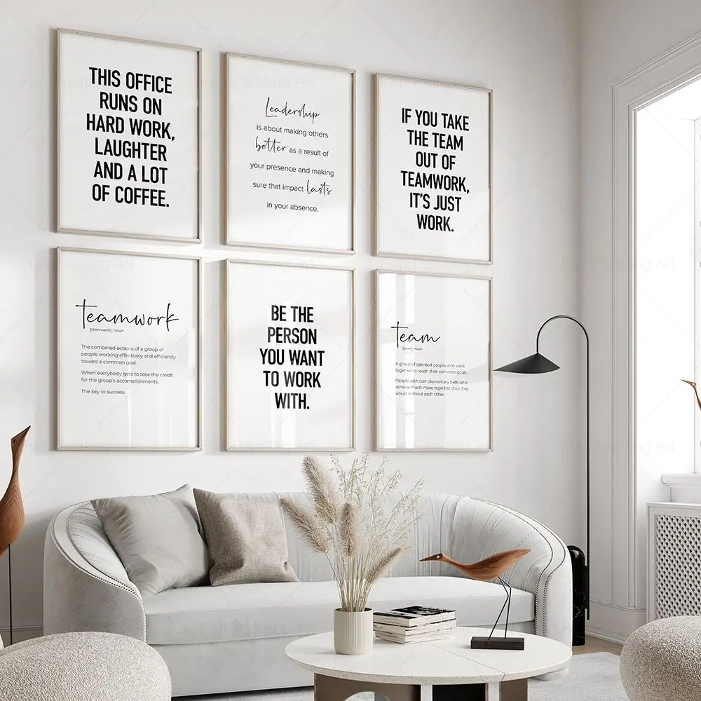 Team Office Decor Teamwork Wall Art Canvas Painting Work Motivation Quotes  Poster Definition Print Picture Break Room Decoration - AliExpress, image size:1000x1000