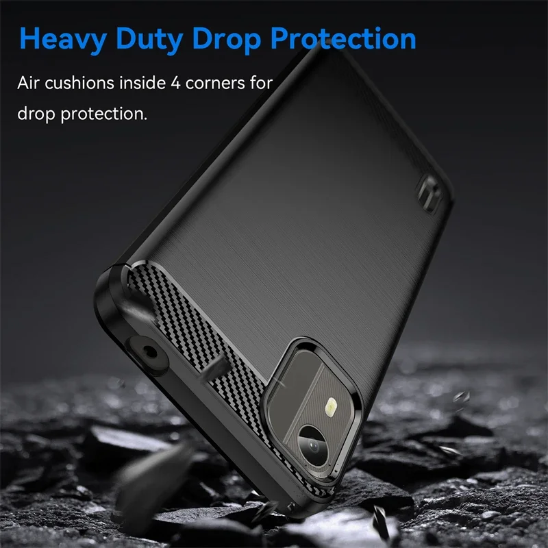 Durable Carbon Fiber Texture TPU Shockproof Protective Phone Case