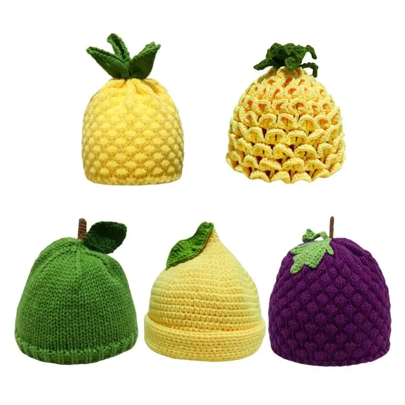 A52E Schöne Gestrickte Brimless Handgemachte Häkeln Obst Form Für Weibliche Mädchen Winter Mode Headwear Cosplay Kostüm – Detail 1