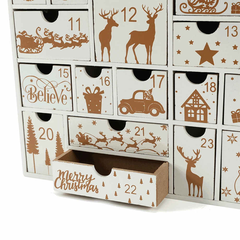 Christmas Wooden Advent Calendar With 24 Drawers Countdown To Home Christmas Decoration Calendar Ornament Xmas Gift for Kids