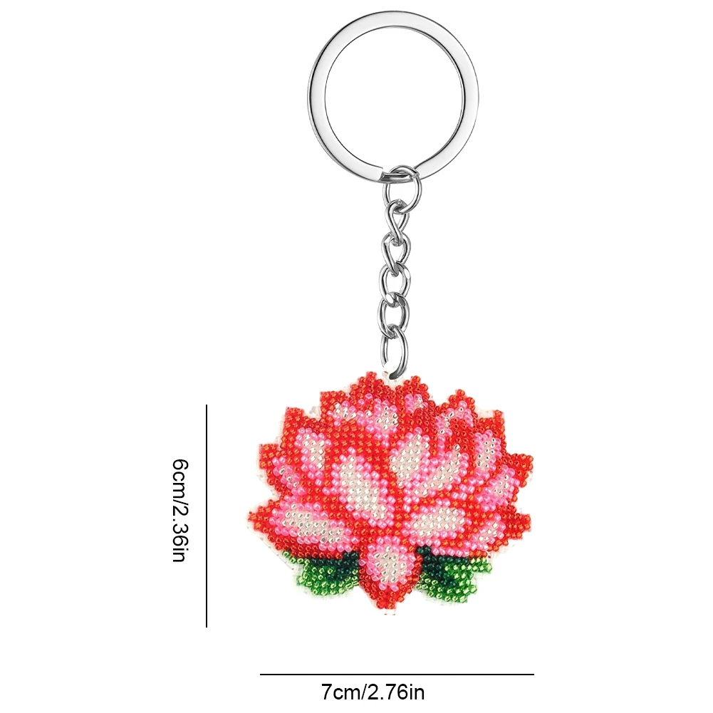 Cross Stitch Bead Keychain Exquisite Keychain Pendant Beaded Embroidery Kit DIY Cross Stitch Keyring for Adults Beginners
