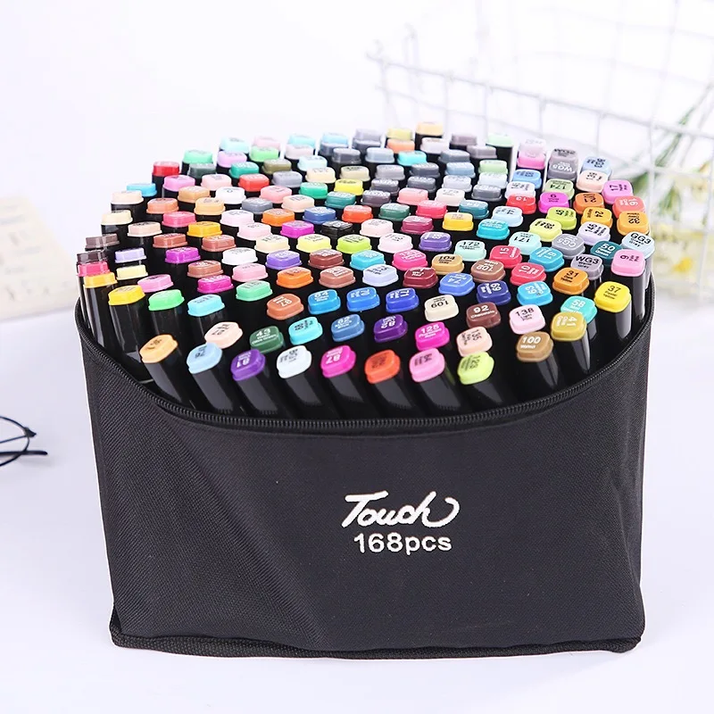 Vibrant Oily Marker Pen Set - Dual-Tip Art Brush