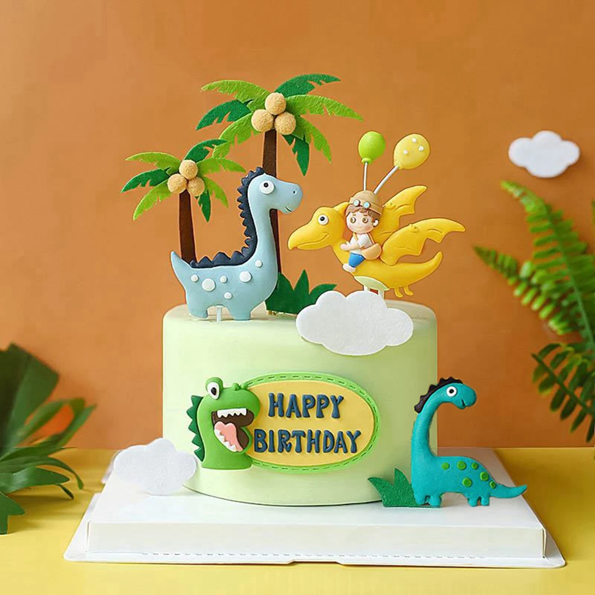 Cartoon Dinosaurier Geburtstagstorte Topper Vulkan Dschungel Brüllen Dinosaurier Thema Party Dekorationen Kinder Baby Dusche Geschenk Kuchen Dekorieren – Detail 1