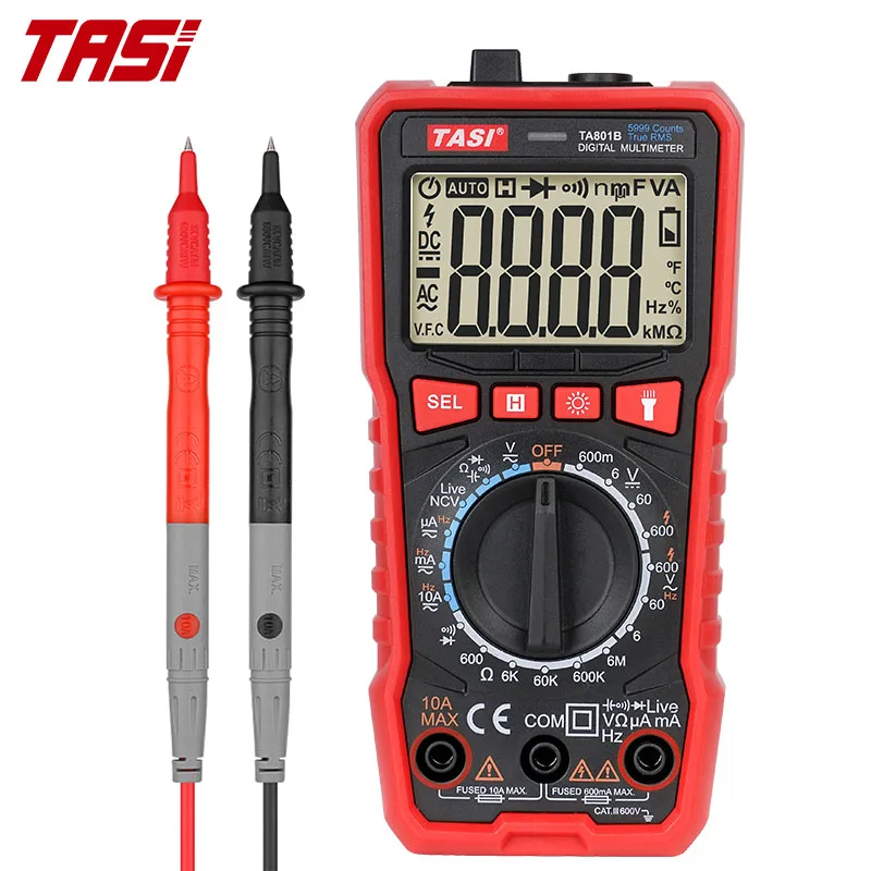 Digital Multimeter Mini Smart Ture Rms Ac Dc Ncv Auto Range Digital Meter Tester Voltage Meter TASI TA801A TA801B TA801C TA801D