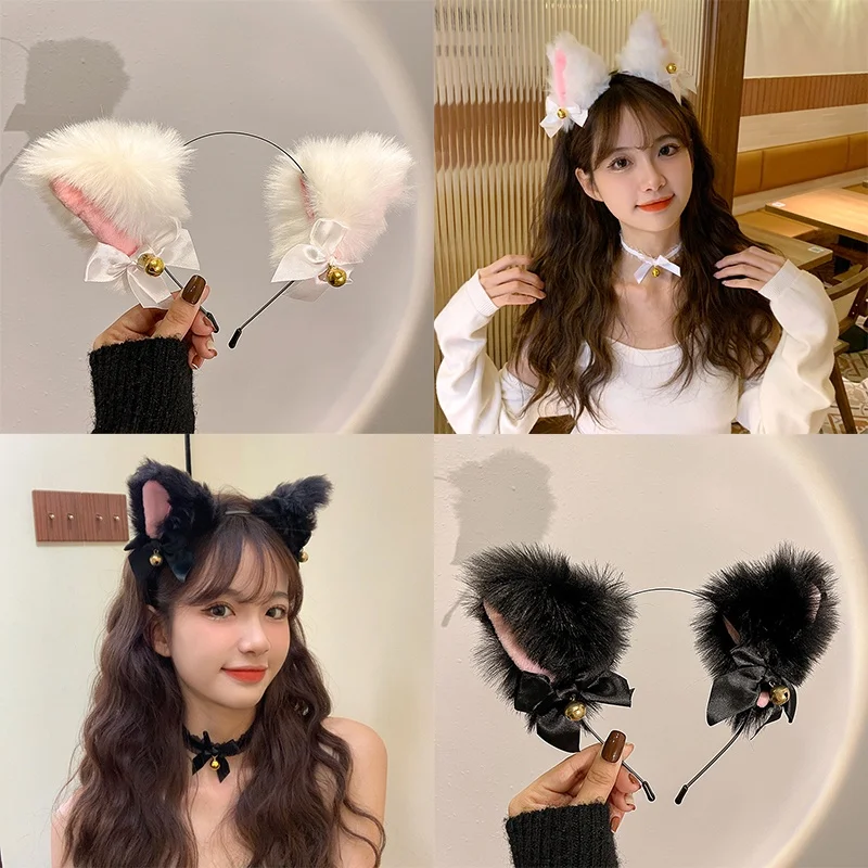 Diadema Orejas De Gato Y Collar Con Campana - Accesorio Cosplay Negro Para Halloween Y Fiestas