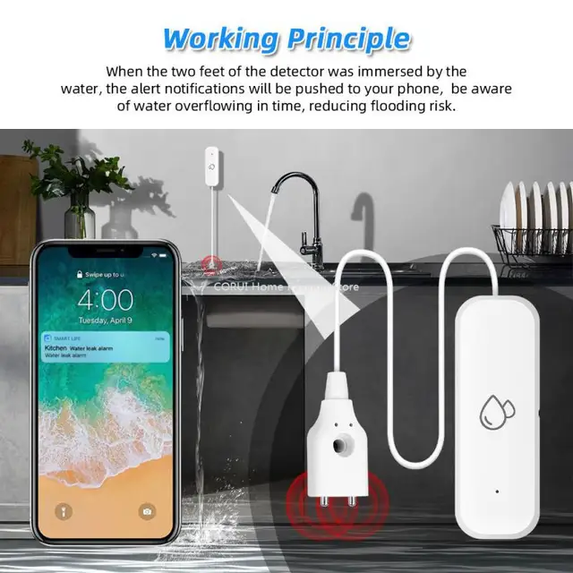 Tuya WiFi ZigBee Water Leak Detector with Buzzer Overflow Level Detector Flood Leakage Security Protection Smart Home 3