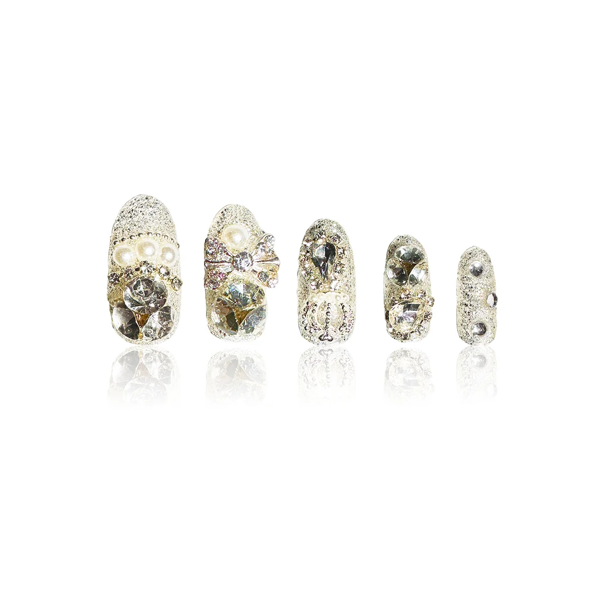 

【HAND MADE】Eternal Stunning Luxury Press On Nails With Rhinestone And Crystal 10pcs nail art