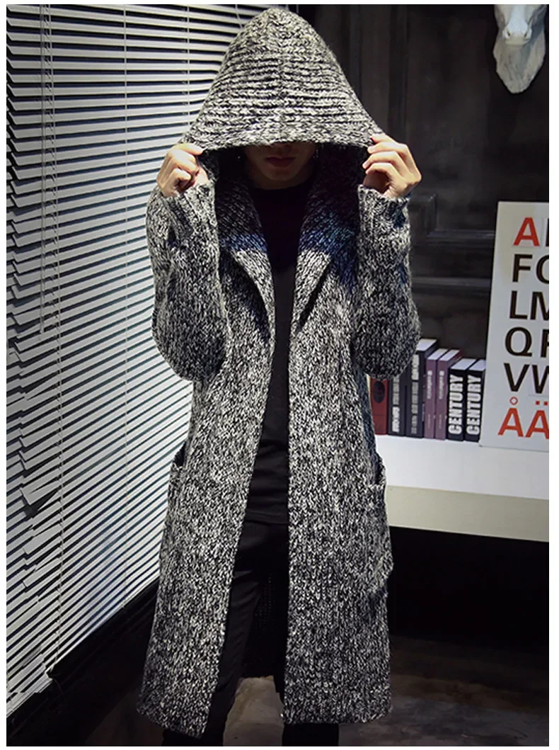 Men's Cardigan Hooded Sweaters New Fashion Male Long
