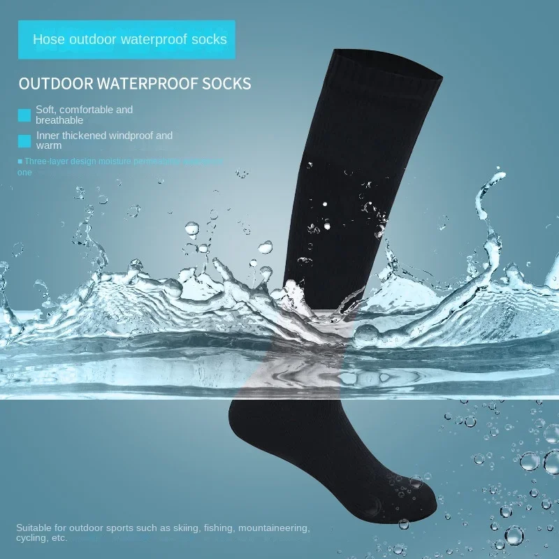Knee high Waterproof Socks Hiking Wading Outdoor Camping Cycling Skiing Mountaineering Warm