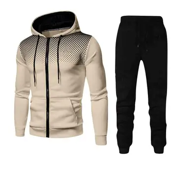 2 pezzi/set tuta sportiva da uomo con coulisse con cappuccio top a maniche lunghe pantaloni in vita elastica set outfit fitness esercizio abbigliamento casual 1