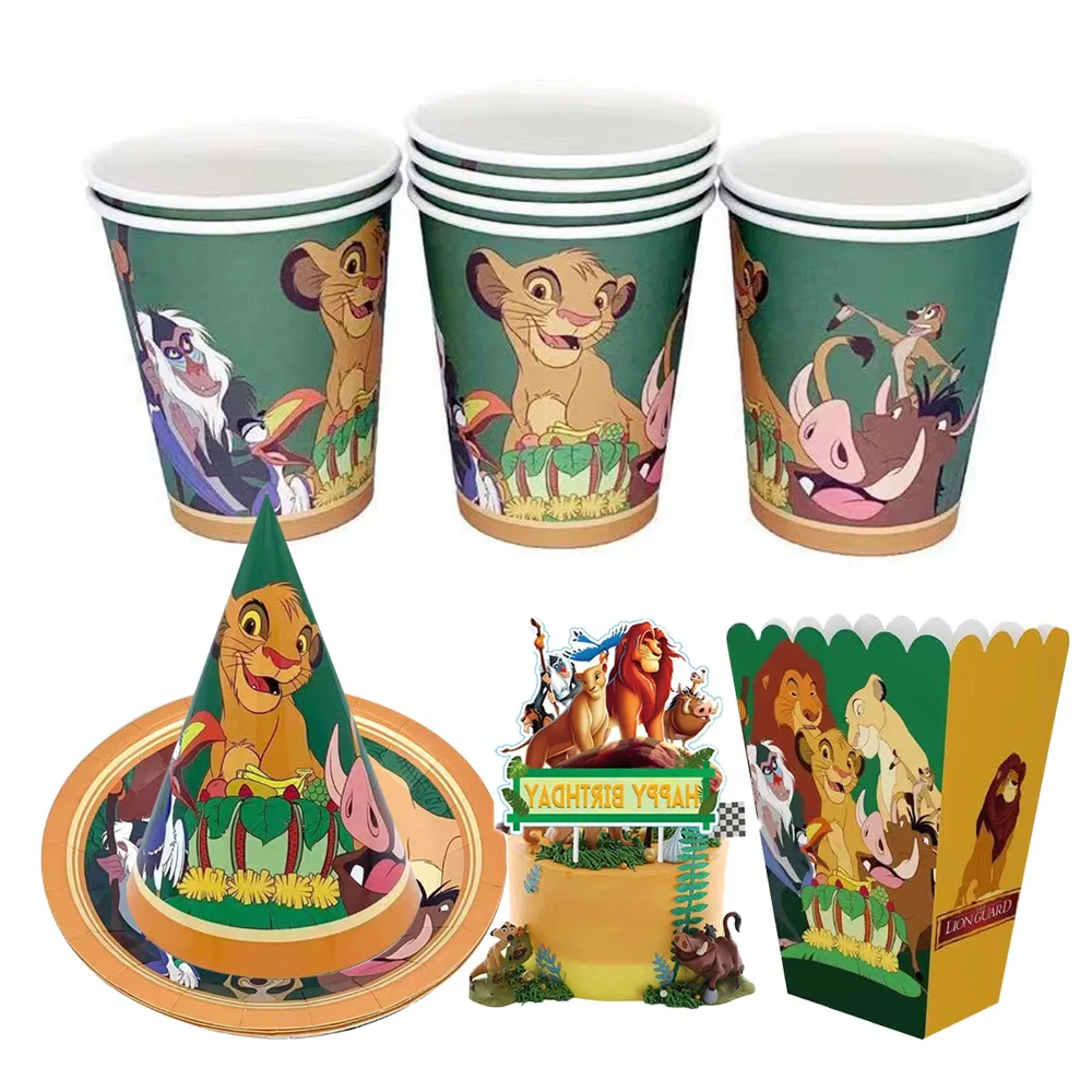 Animal Theme Disposable Tableware Set Paper Plates Cups Party Supplies