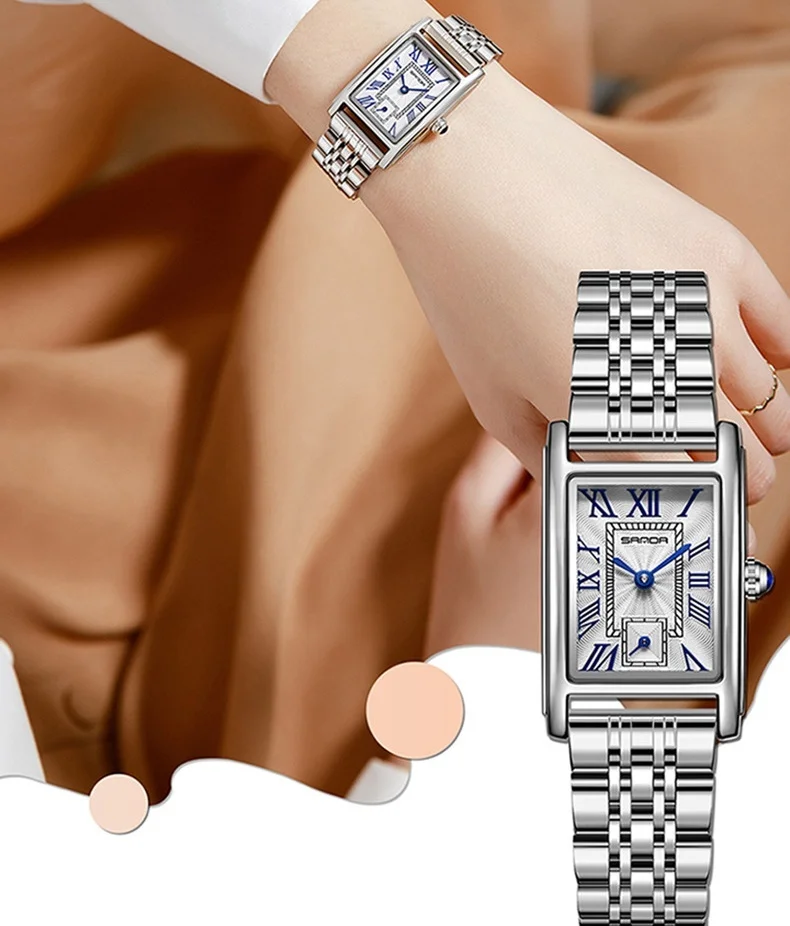 SANDA 1116 Hot Sale Women's Wristwatch Alloy Fashion Elegant Compact Quartz Ladies Rose Gold Wrist Watch Waterproof 3ATM Steel 2