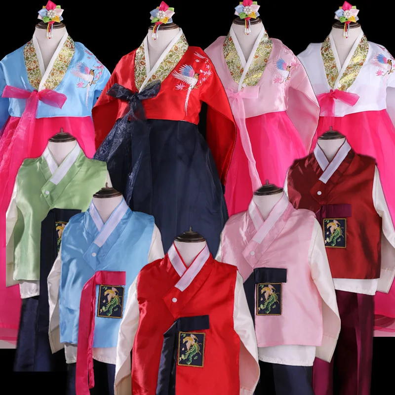

New Girls Traditional Korean Hanbok Dress Dance Costumes Stage Performance Clothing Korea Fashion Style Festival Outfit for Kids