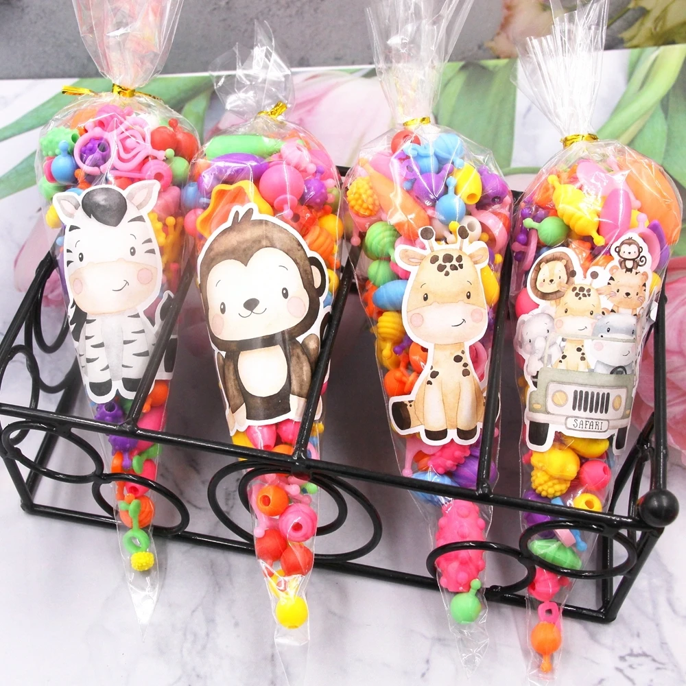 24 Stück Cartion Tier Aufkleber Sweetcone Candy Bag Aufkleber für Kinder Dschungel Safari Happy Birthday Party Dekor DIY Geschenke Verpackung – Detail 5