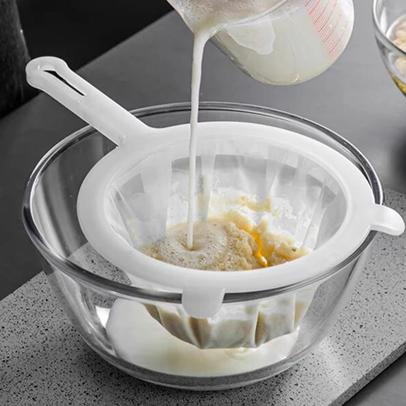 200 Mesh Kitchen Filter Fine Mesh Strainer Sieve Nylon Filter Spoon Plastic Soy Milk Juice Yogurt Food Strainer Kitchen Utensils 2