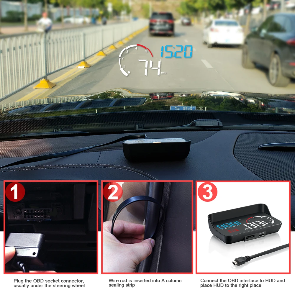 뉴스마트 M10 차량용 디스플레이 - OBD 코드 테이블 프로젝터 차량 HUD 헤드업 디스플레이 다기능 디스플레이