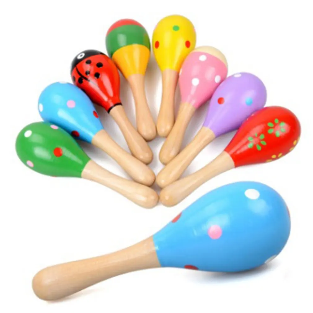 

Infants Children Early Education Toys Wooden Small Sand Hammer Montessori Puzzle Toy Auditory Training Hand Grip Ability