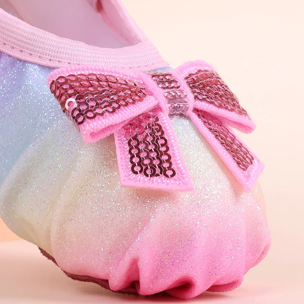 أحذية باليه نعل لامع للفتيات الصغيرات، شباشب رقص مع أربطة مرنة للأطفال الصغار/الأطفال الصغار/الأطفال الكبار)
