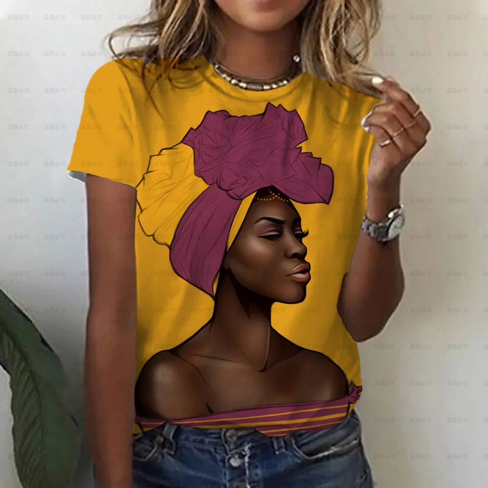 

Футболка женская оверсайз с 3D-принтом, Модная стильная одежда в африканском стиле для девушек, пикантные топы для весны и лета