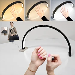 Fosoto 30 Inch Beauty Salon Lighting Half-Moon Shaped Nails Care kit Desktop Arch Ring Led Lights Manicure Lamp Nail Art Light