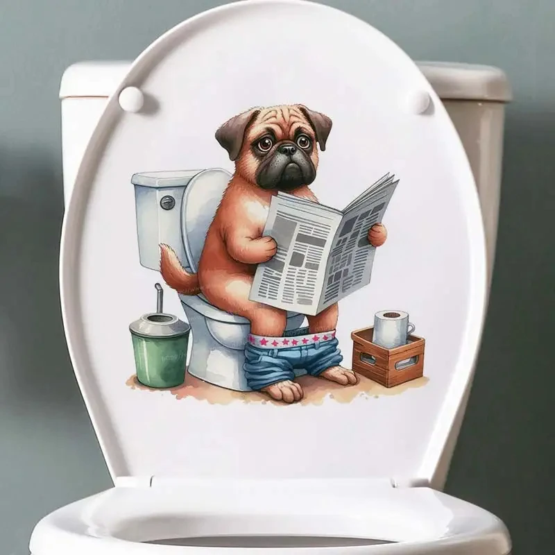 Wall Sticker Bathroom Toilet Decor Living Room Cabinet Home Decoration Decals Self Adhesive Mural Animal Toilet Use