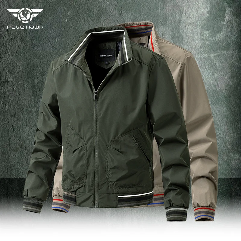 

Men's Thin Tactical Jacket Outdoor Waterproof Windproof Bomber Coat Stand Collar Casual Slim Baseball Uniform Business Jacket