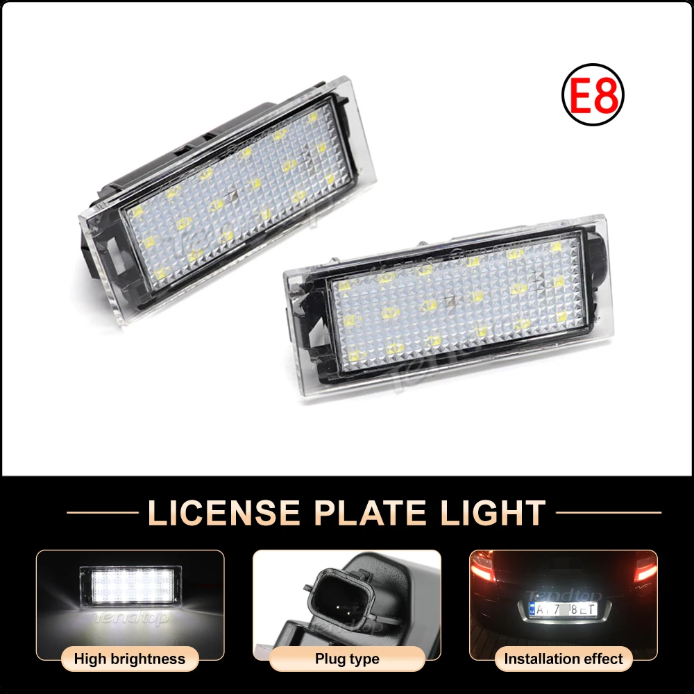 

White LED Rear License Plate Lights for Renault Clio 3 4 Grand Tour Espace Kangoo Koleos Kadjar Laguna Master Megane Trafic Wind