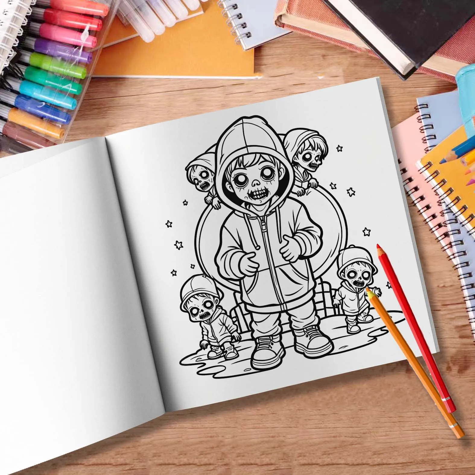 Cute Zombie Coloring Book 24 Pages illustration Creative Relaxation Perfect Self-painting book For Adults & Teens 6