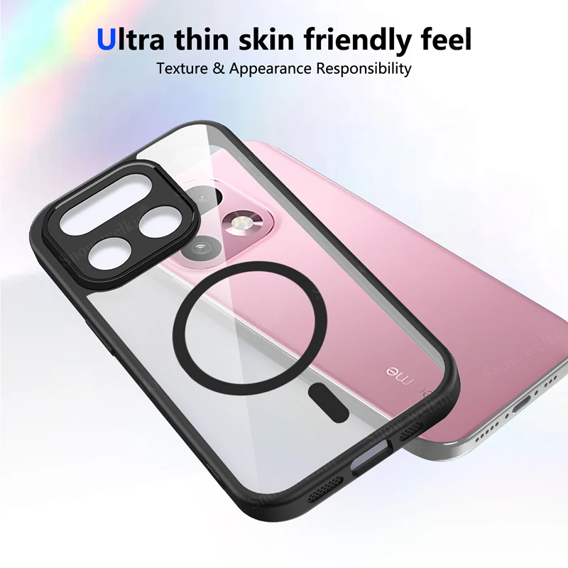 Magnetic Transparent Silicone Case with Magsafe-Compatible PC Back and TPU Bumper Cover