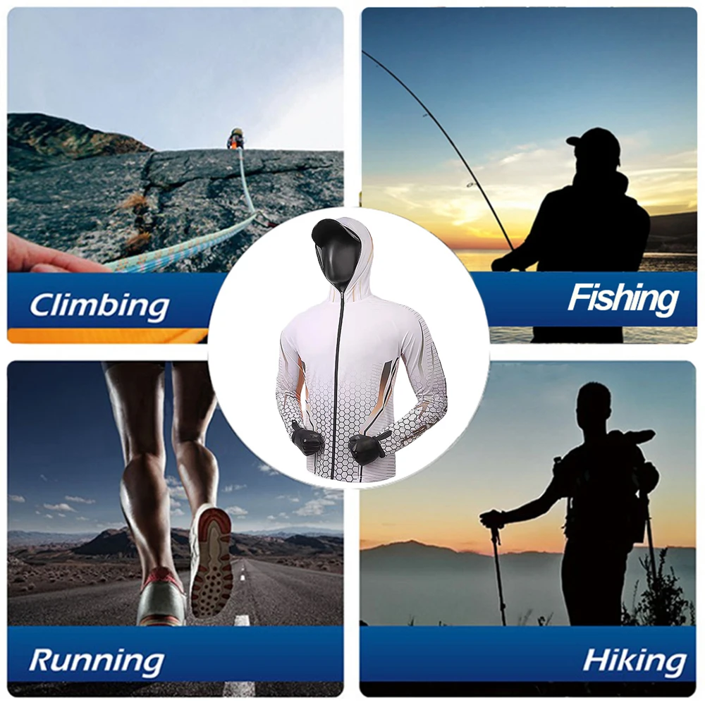 Description Picture 4 of itemMen’s UPF 50+ full Zip Fishing Hoodie Sunscreen clothing Shirt Quick Dry Performance Long Sleeve Sun Protection Fishing jacket
