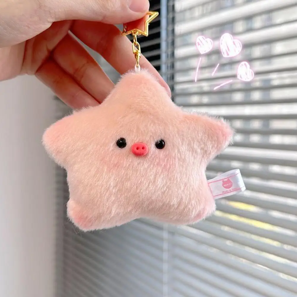 

Kawaii Cute Plush Cartoon Star Pig Doll Keychains Girls Students Star Pendant Keyrings Bags Cars Jewelry Gift For Kids