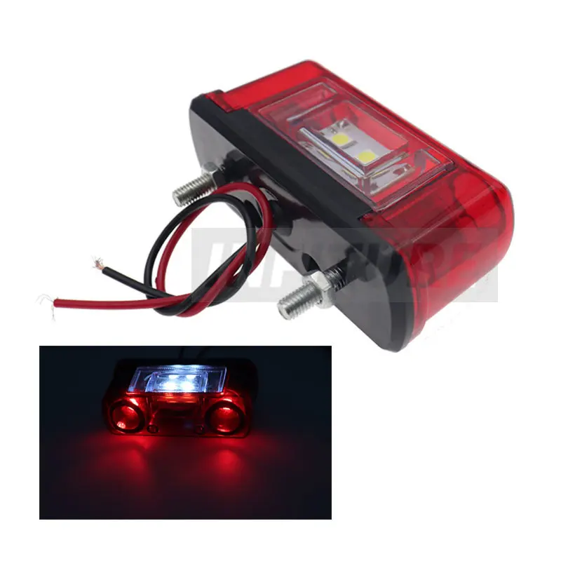 2x Led 라이센스 번호판 라이트 12V 24V 레드 방수 범용 자동차 트럭 트레일러 테일 라이트 라이센스 플레이트 램프