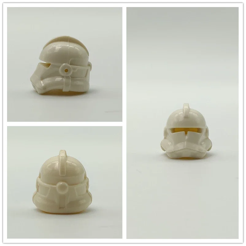 100 pcs pure white helmet head Figure Building Block Model accessories Toys for children minifigures 4