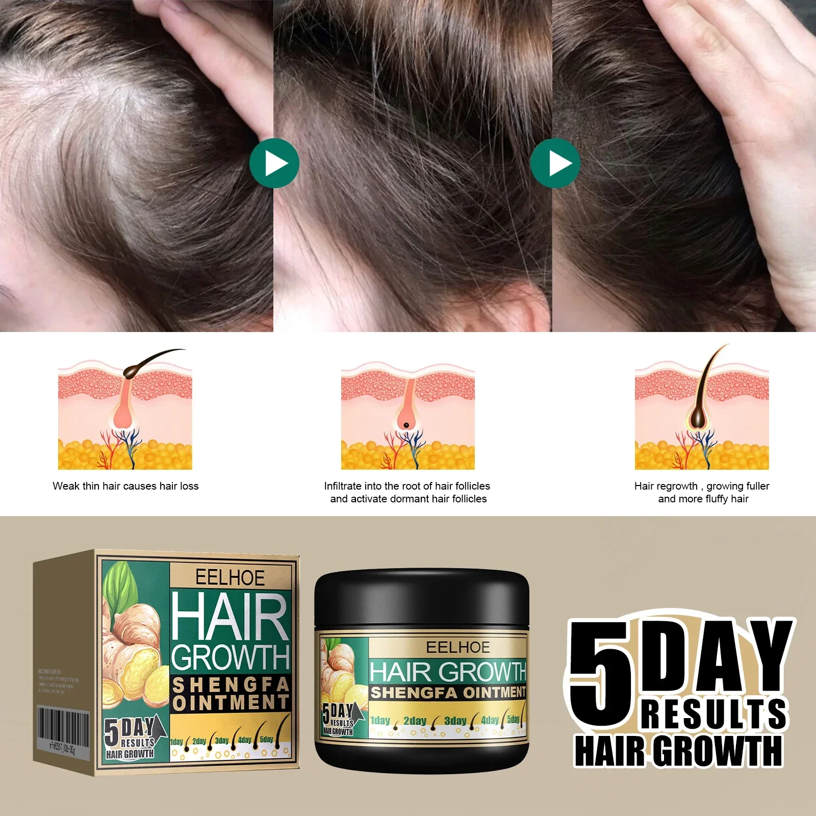 Ginger Dense Hair Cream Promote Hair Growth Relieve Loss Scalp Massage Stimulate Follicle ginger hair cream