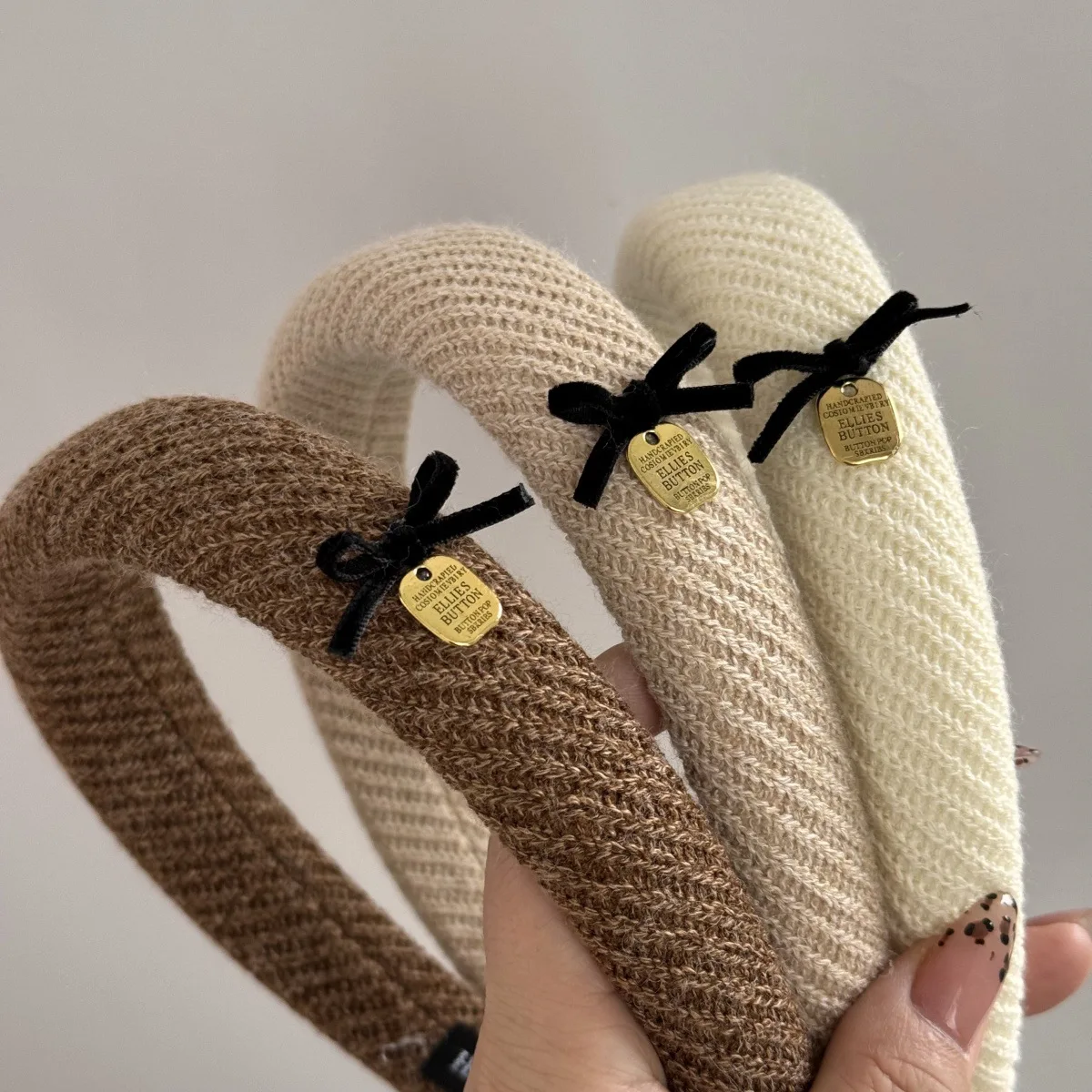 Gentle brown fabric headband bow 1