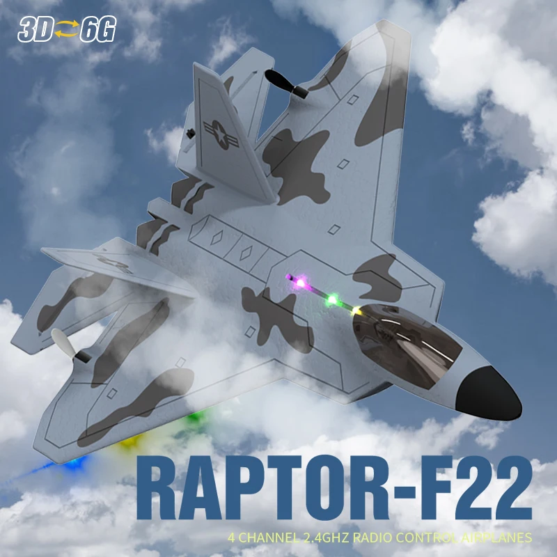 2024 New F22S 2.4G 4CH 3D6G RC Airplane Raptor F22 Warplane WLtoys A180 Upgrade Version LED Light With Gyroscope Out_voghion.com