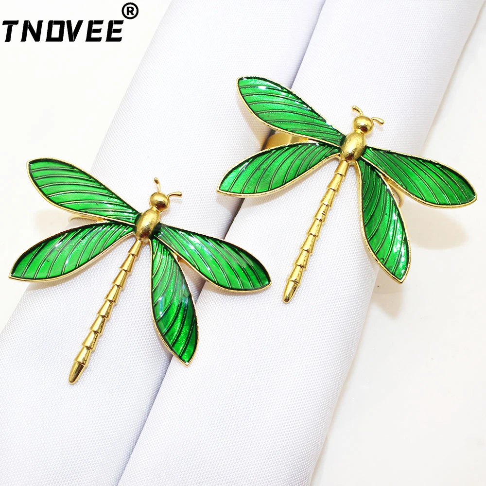Dragonfly Napkin Rings 6Pcs for Wedding Birthday Valentine's Day Christmas Dinner Table Decor