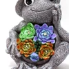 Solar Powered Succulent Animal Statue Waterproof Frog Succulent Ornament Creative Mini Frog Sculpture Courtyard Decoration 5