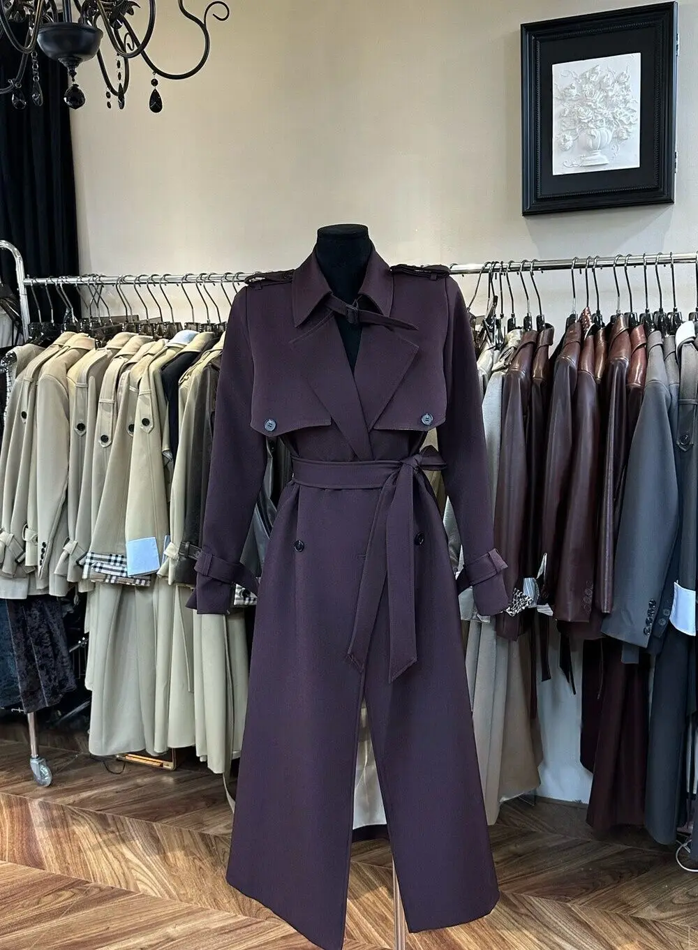 BJTZ Luxury 2025 خريف المرأة معطف طويل خندق مربوط...