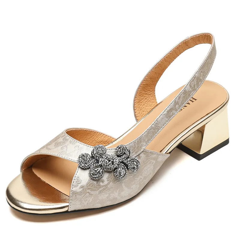 

Fashionable Sexy Charming Women's Sandals With Rhinestone Decoration Elegant Genuine Leather Comfortable Mary Jane Single Shoes