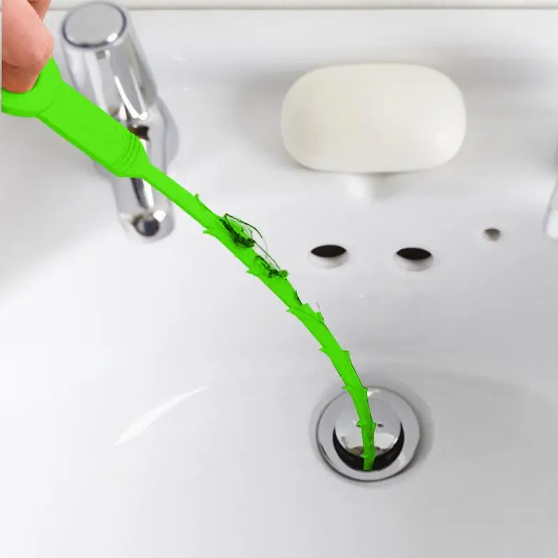 Sink Snake Drain Hair Removal Tool 21 Inch Drain Clog Remover Long Pipe Dredging Brush Bathroom Hair Sewer Sink Cleaning