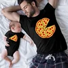 Funny Pizza and Pizza Slice Print Family Matching Shirts Cotton Dad and Daughter Son Kids Tshirts Baby Rompers Father's Day Gift 2